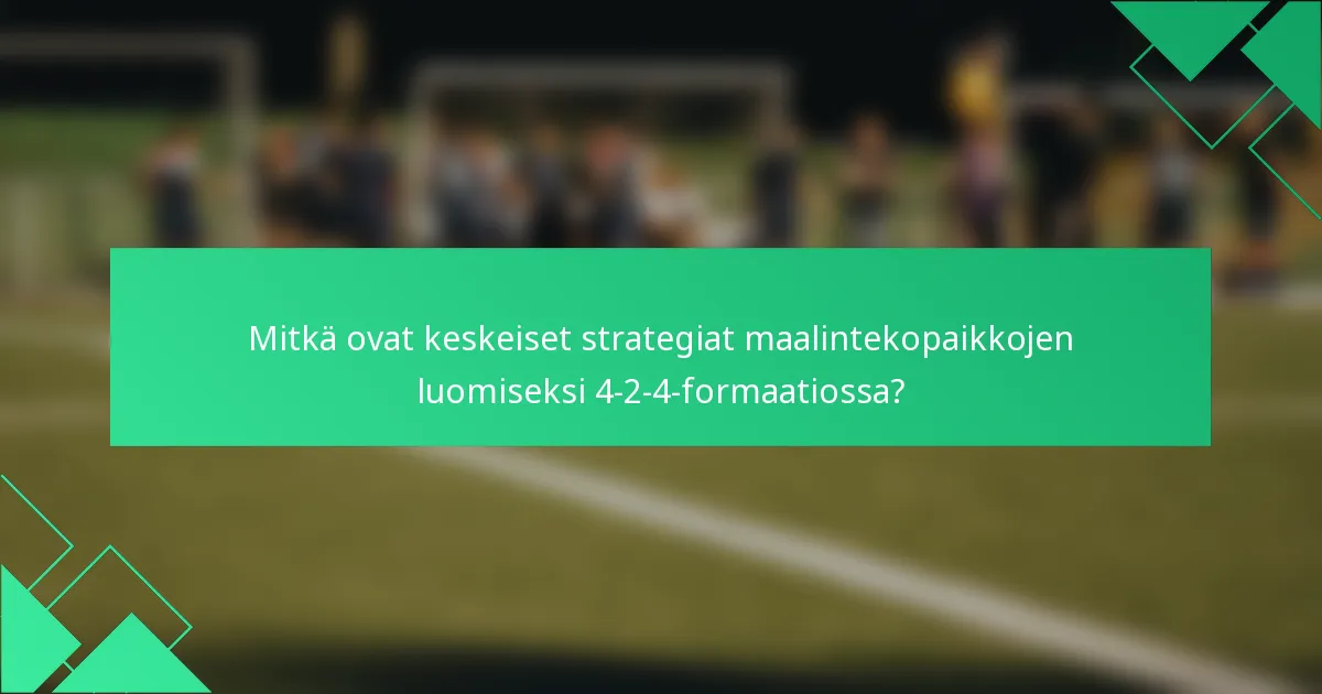Mitkä ovat keskeiset strategiat maalintekopaikkojen luomiseksi 4-2-4-formaatiossa?