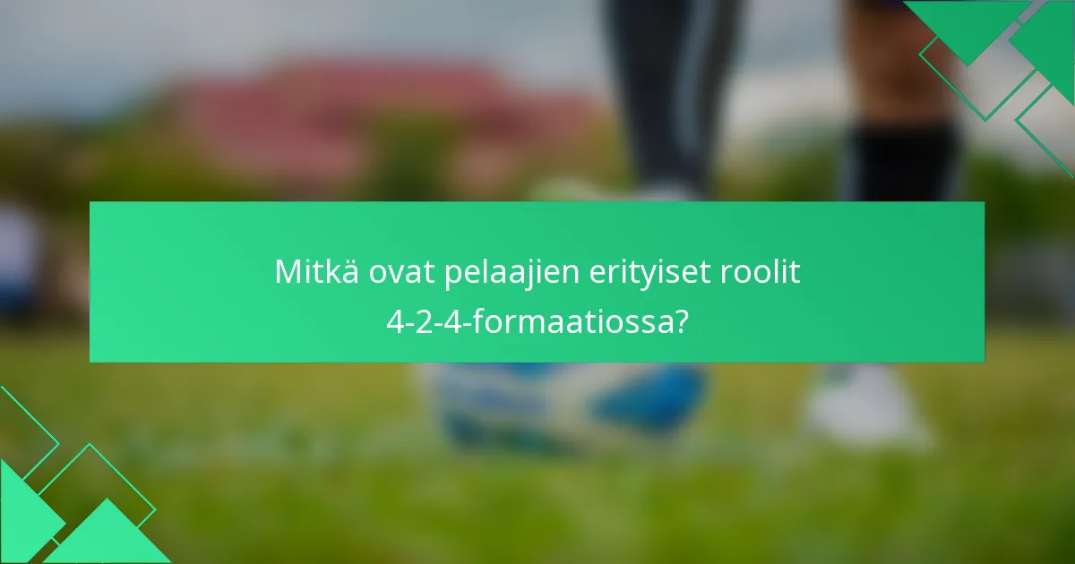 Mitkä ovat pelaajien erityiset roolit 4-2-4-formaatiossa?