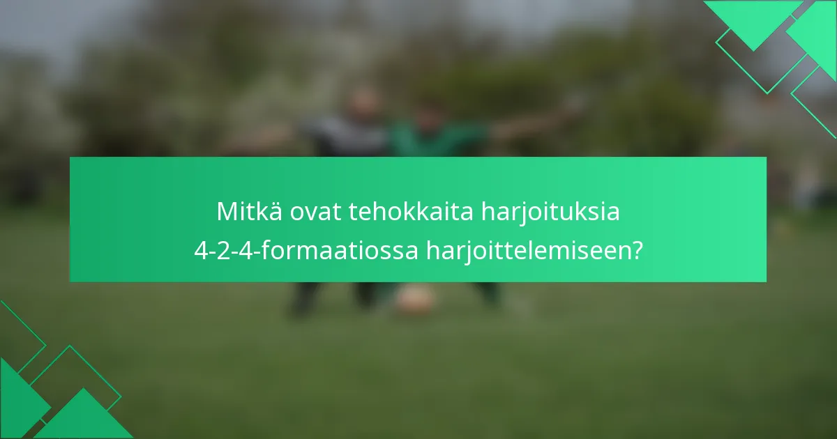 Mitkä ovat tehokkaita harjoituksia 4-2-4-formaatiossa harjoittelemiseen?